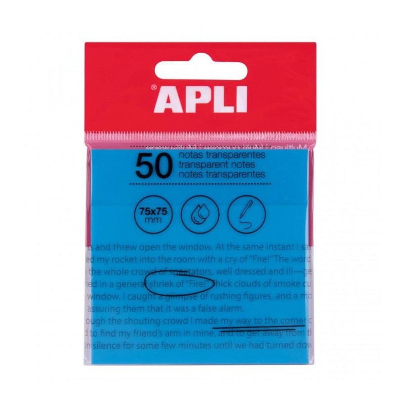 Apli Notas Adhesivas Transparentes Bloc 50 Hojas 75x75mm - Para Anota