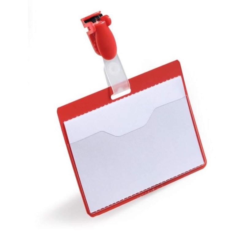 DURABLE Namensschilder Namensschild Mit Clip, rot 9 cm x 6 cm Hartfol