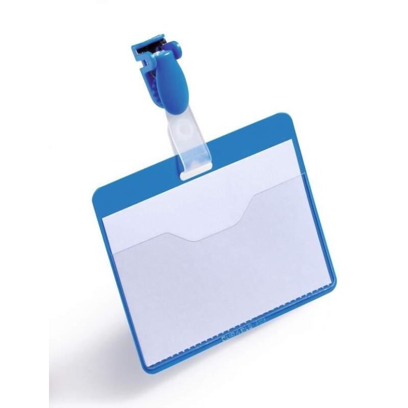 DURABLE Namensschilder Namensschild Mit Clip, blau 9 cm x 6 cm Hartfo