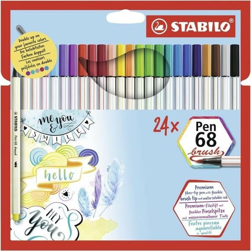 Set di Pennarelli Stabilo Pen 68 brush Confezione Multicolore