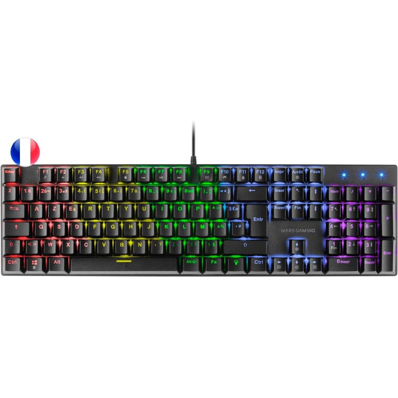 CLAVIER GAMER M&Eacute;CANIQUE (RED SWITCH) MARS GAMING MK422 RGB (NOIR)