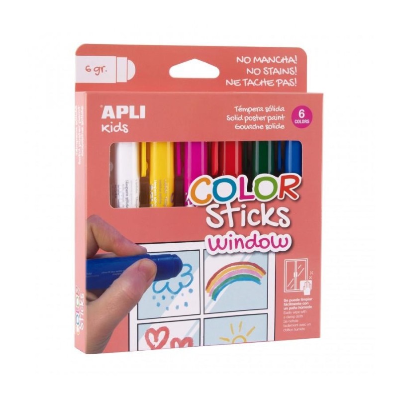 Apli Kids Color Sticks Window Pack 6 Temperas Solidas 6gr - Especiale