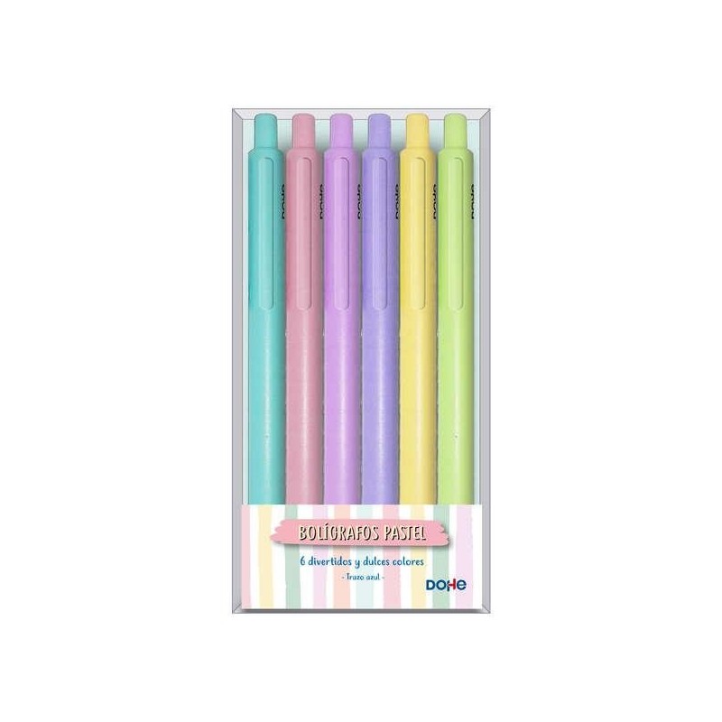 Dohe Pack de 6 Boligrafos en Tonos Pastel - Colores Surtidos