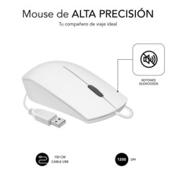 Mouse ottico aziendale Subblim - Fuoristrada - Clic silenzioso - Ergonomico - Libertà cablata - Semplicità e minimalismo - Co