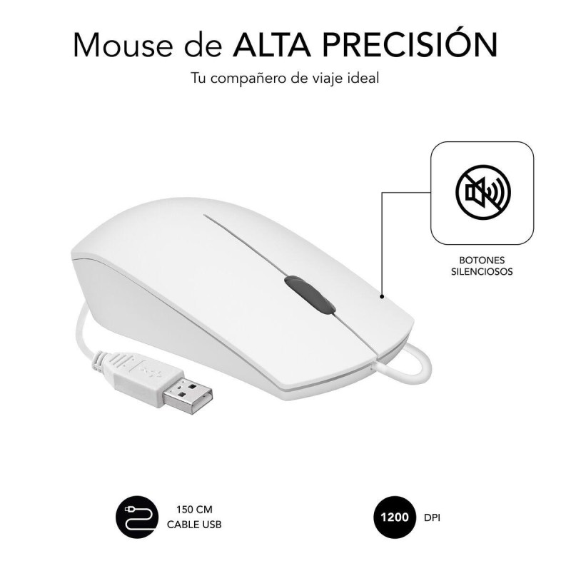 Mouse ottico aziendale Subblim - Fuoristrada - Clic silenzioso - Ergonomico - Libertà cablata - Semplicità e minimalismo - Co