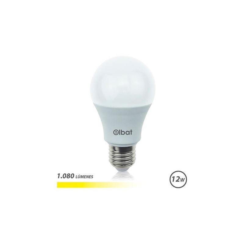 Elbat Bombilla LED A60 - 12W - 1080LM - E27 - Luz Calida - Color Blan