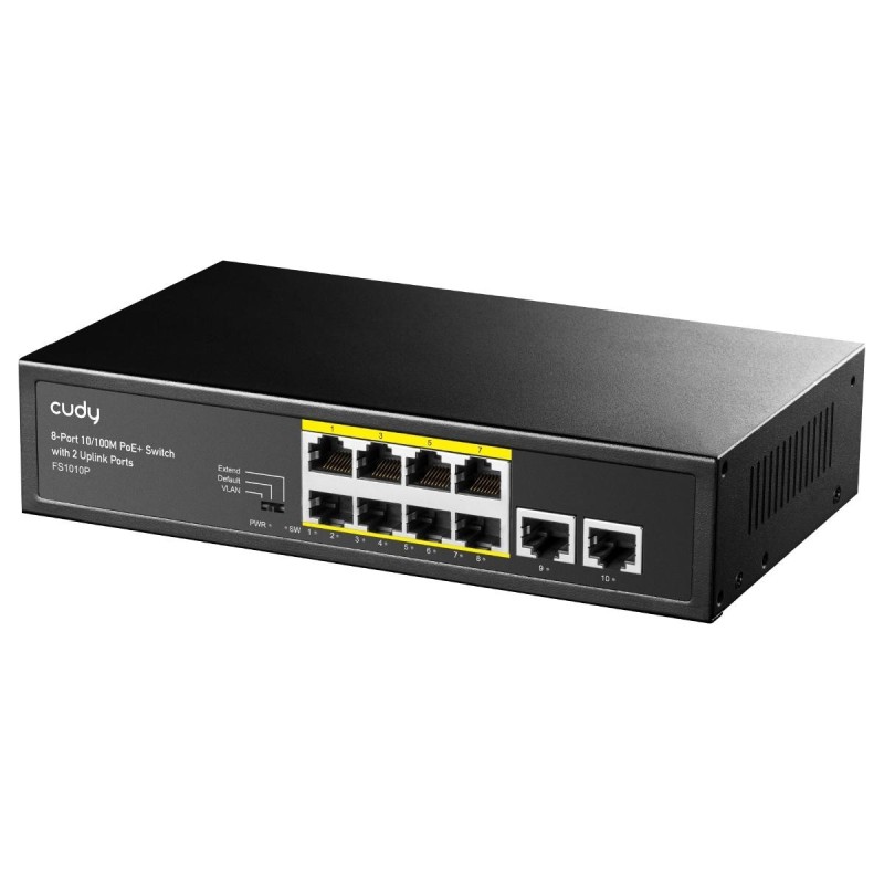 Cudy FS1010P Switch PoE+ de 8 Puertos 10/100M con 2 Puertos de Enlace