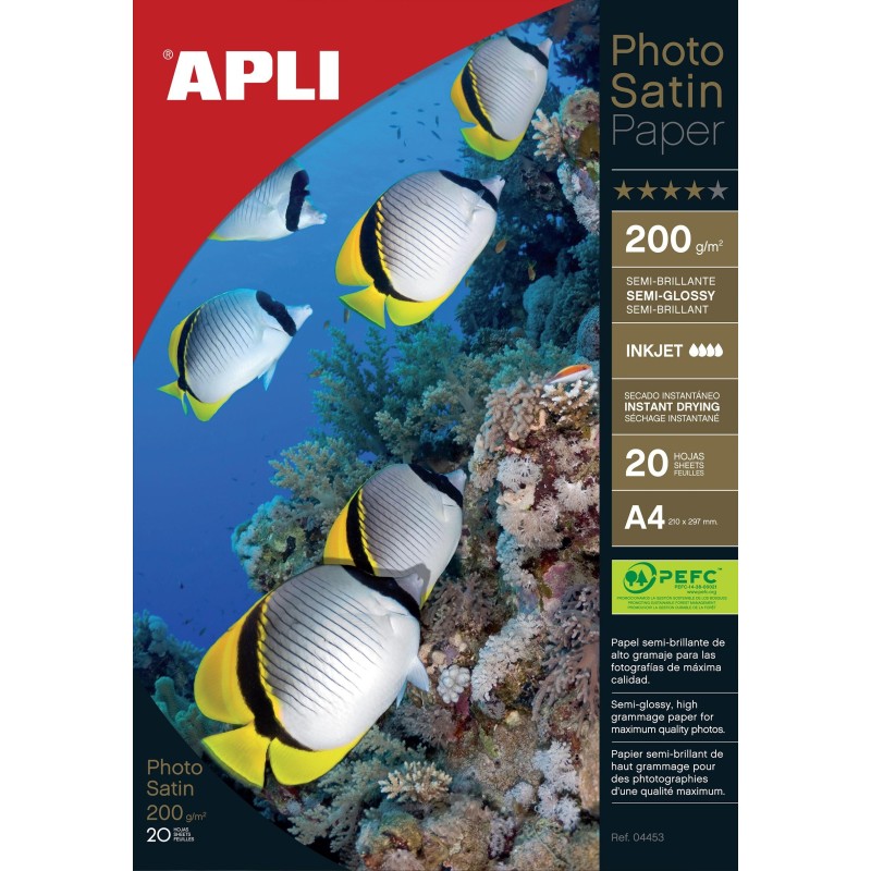 Apli Papel Fotografico Photosatin A4 200g 20 Hojas