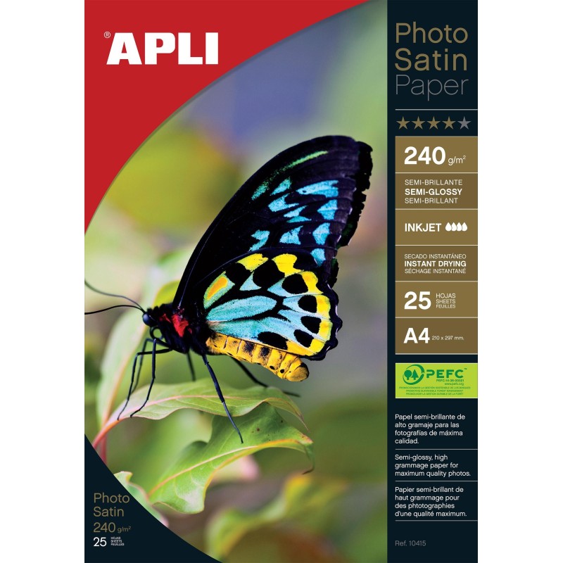 Apli Papel Fotografico Photosatin A4 240g 25 Hojas