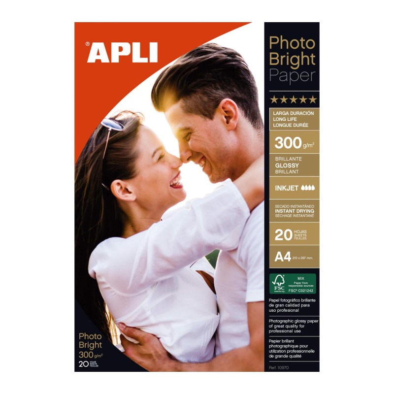 Apli Papel Fotografico Photobright Larga Duracion A4 300g 20 Hojas