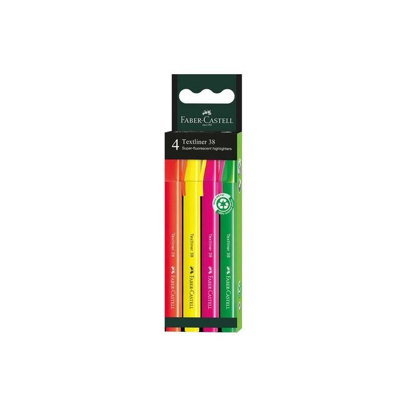 Faber-Castell Textliner 38 Pack de 4 Marcadores Fluorescentes - Cuerp