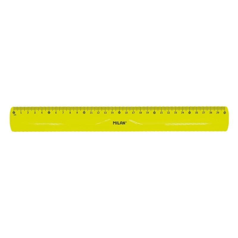 Milan Regla Flexible y Resistente - Longitud 30cm - Color Amarillo Tr