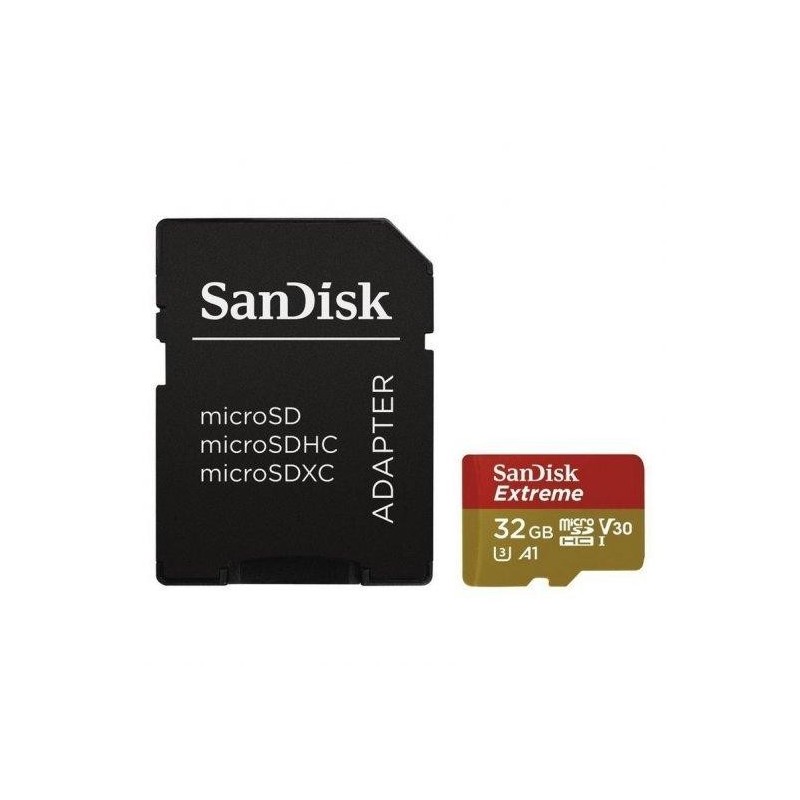 Sandisk Extreme Micro SDHC 32GB UHS-I U3 A1 Classe 10 90MB/S + Adatta