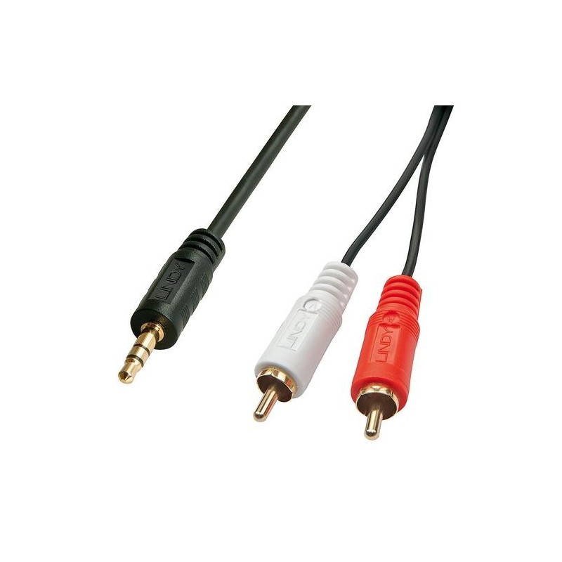 Lindy 35681 cavo audio 2 m 3.5mm 2 x RCA Nero, Rosso, Bianco