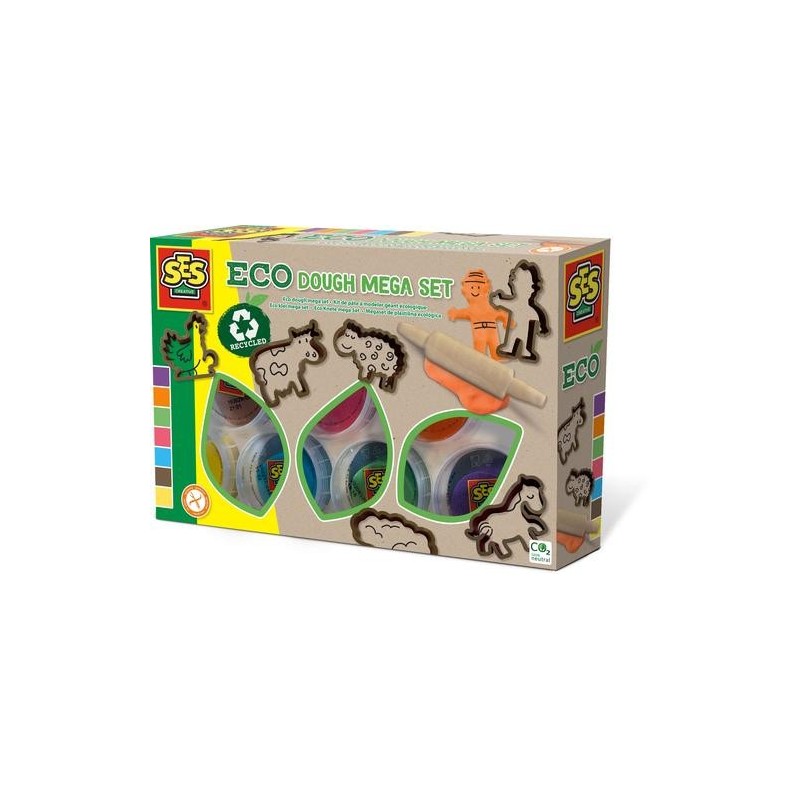 SES Creative Mega set di plastilina ecologica (7x90 g con utensili)