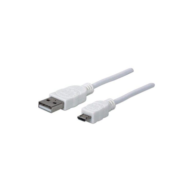 Manhattan 323987 cavo USB 1 m USB 2.0 USB A Micro-USB B Bianco (USB-A