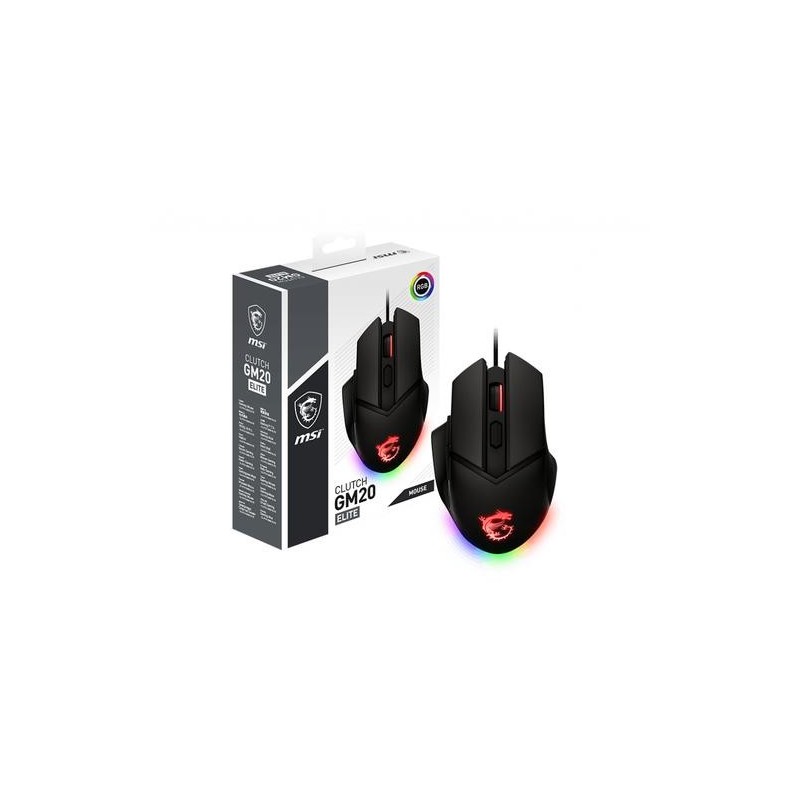 MSI Clutch GM20 Elite mouse Mano destra USB tipo A Ottico 6400 DPI (M