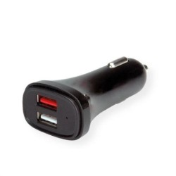 VALUE Caricabatteria da auto USB, 2x USB, 5V2.4A QC3.0