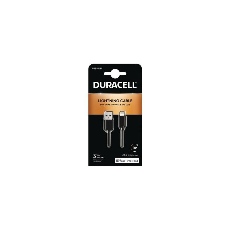 Duracell USB5012A cavo Lightning 1 m Nero (Duracell USB-A to Lightnin