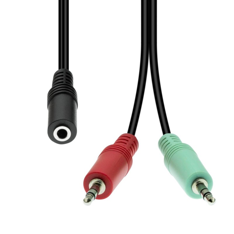 Mini-Jack 4-Pin to 2x 3-Pin Cable F-M Black 40cm