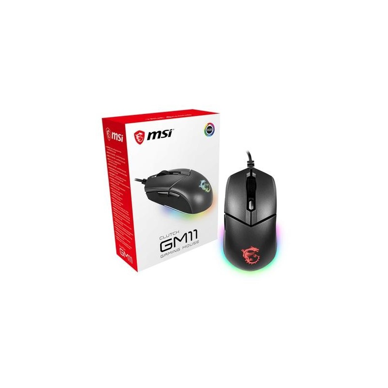 MSI Clutch GM11 mouse Mancino USB tipo A Ottico 5000 DPI