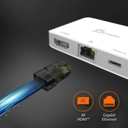 j5create JCA351-N Adattatore Ethernet da USB-CÂ® a HDMIâ¢ 4K U