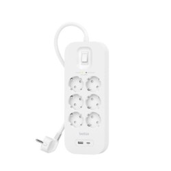 Belkin Connect Bianco 6 presae AC 2 m SOCKET STRIP WITH OVERVOLTAG