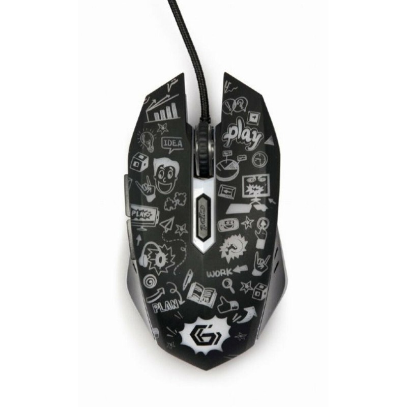 Gembird Mouse ottico LED a 6 pulsanti nero - MUS-6B-GRAFIX-01