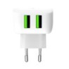 TRAVEL CHARGER 2USB 12W LED WHITE