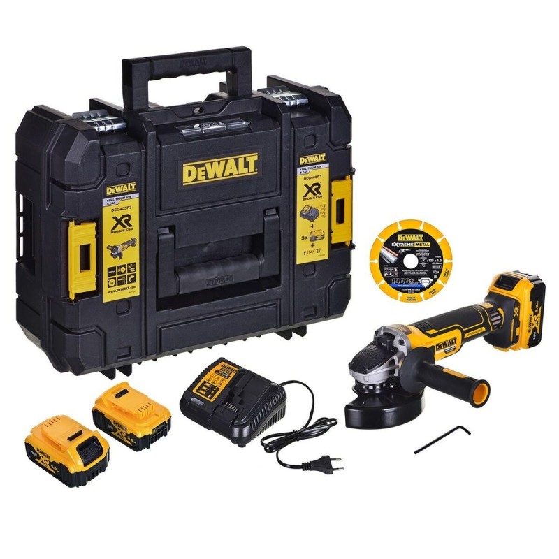 DeWALT DCG405P3-QW Vinkelsliber Med batteri 3 batterier inkluderet