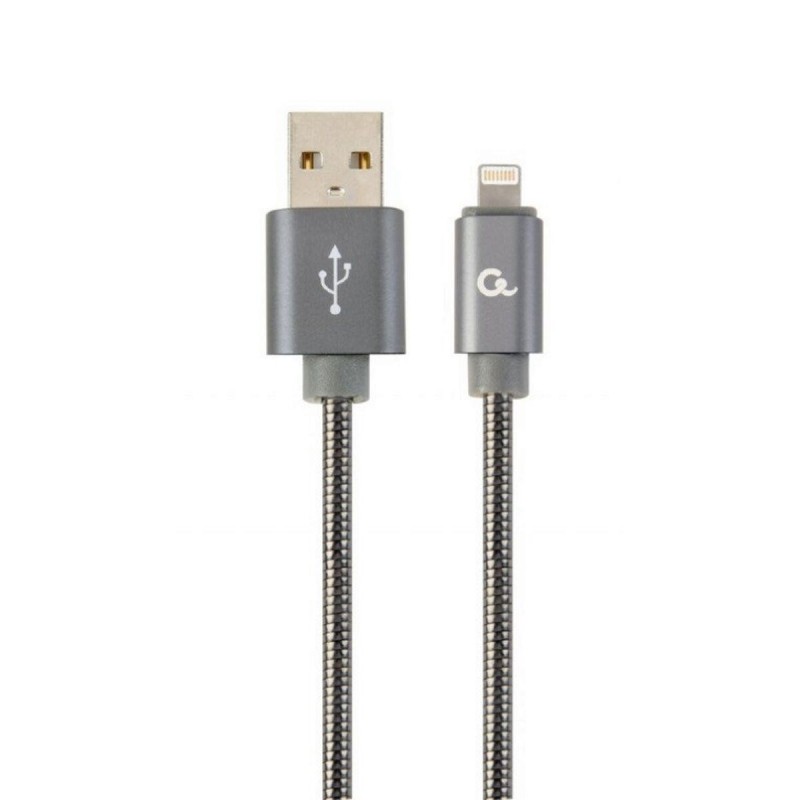 Lotto a 8 pin CableXpert Spiral. Cavo 1 m grigio metallizzato CC-USB2