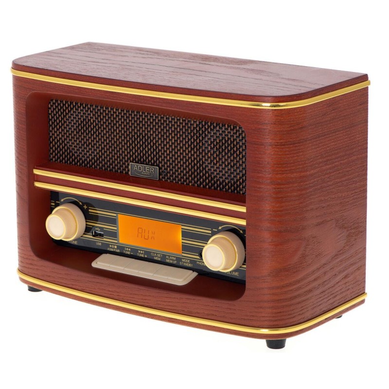 Adler Retro Radio AD 1187 Display LCD, AUX in, Wooden, Alarm function