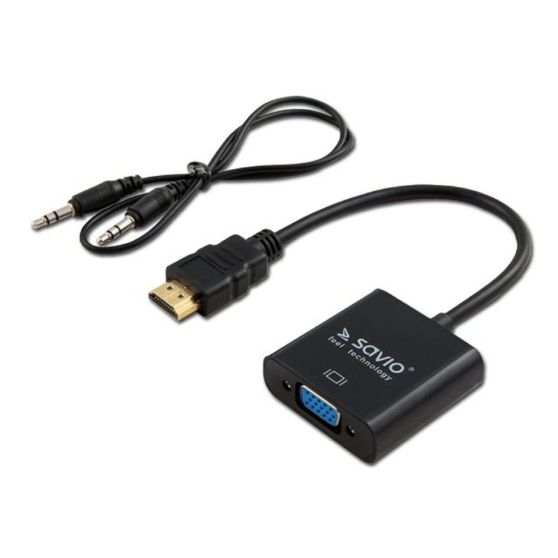 Savio CL-23/B video cable adapter 0.5 m HDMI VGA Black