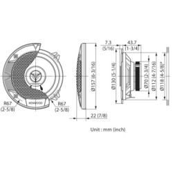 Kenwood KFC-S1366 130 mm 2-Wege Lautsprecher (mit Gitter)