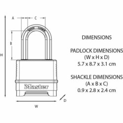 Master Lock Combination Lock Zinc 56mm black M178EURDLF