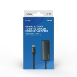 SAVIO Adapter USB-C 3.1 Gen.1 (M) to RJ-45 Gigabit Ethernet (F) 1000 