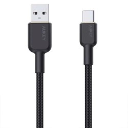 Aukey Nylon Braided USB-A to USB-C Cable, 1.8m - Black