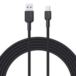 Aukey Nylon Braided USB-A to USB-C Cable, 1.8m - Black