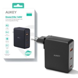 Ladowarka Aukey Aukey Ladowarka GaN, 2x USB-C, USB-A, QC, PD 140W