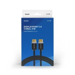 SAVIO CL-176 Kabel Display Port 1.4, 3m, miedz, bawelniany oplot