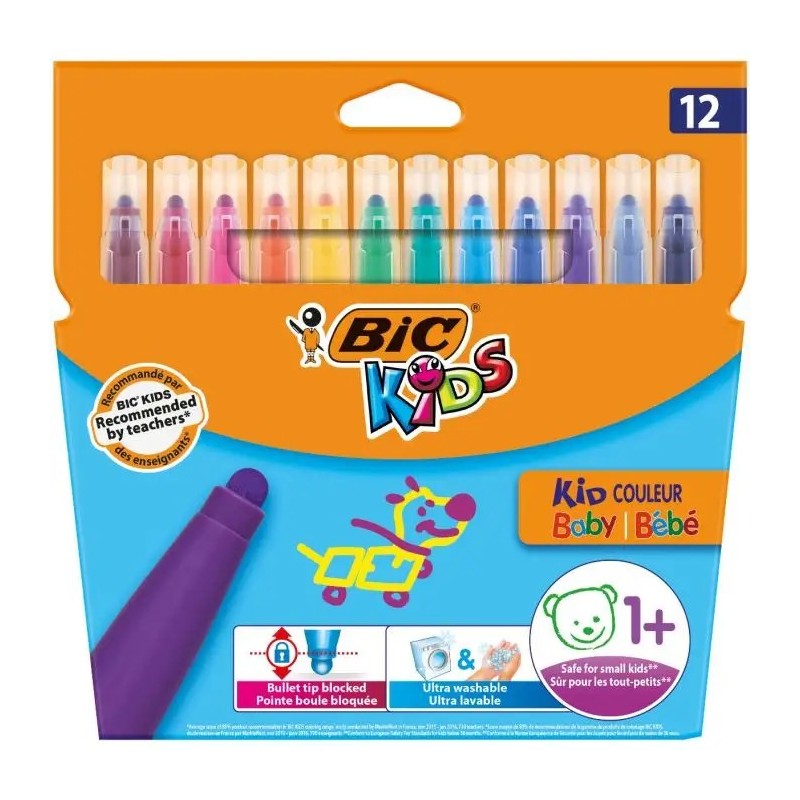 Bic Kids Couleur Baby Pack de 12 Rotuladores - Uso a Partir de 1 A&ntilde;o