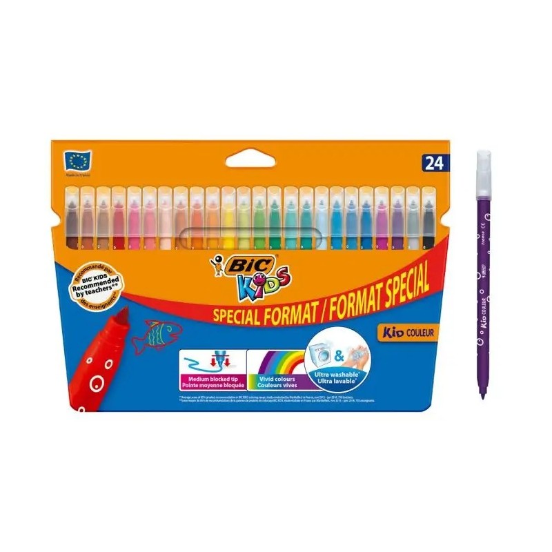 Bic Kids Couleur Pack de 24 Rotuladores - Punta Mediana - Lavable - C