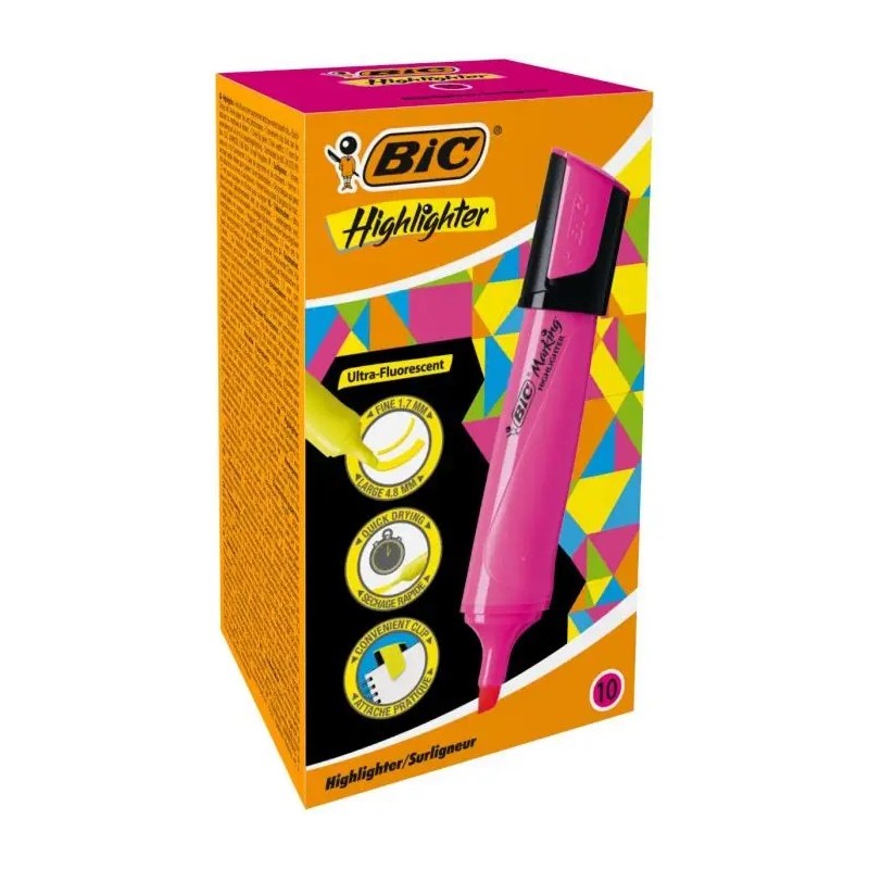 Bic Marking Highlighter Flat Marcador Fluorescente - Punta Biselada -