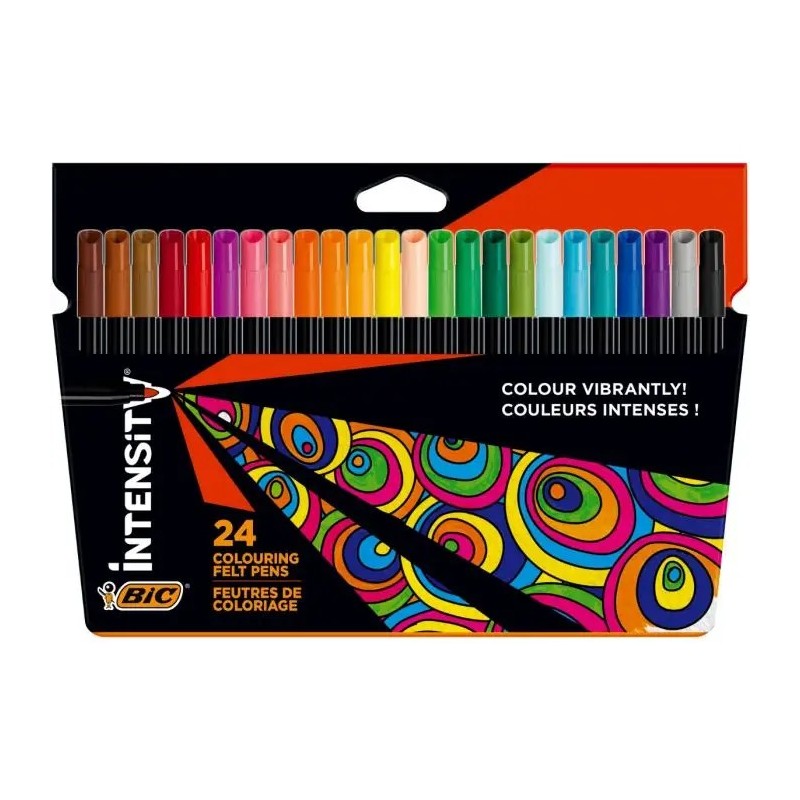 Bic Intensity Pack de 24 Rotuladores - Punta 0.9mm - Tinta con Base d