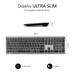 Subblim Teclado Bluetooth Pure Extended - 12.7 x 42 x 1.9 cm - Multid