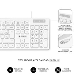 Subblim Teclado Business Slim Silencioso - 430 x 132 x 23 mm - Teclas