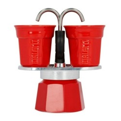 Bialetti Espressokocher Set Mini Express rot + 2 Espressobecher