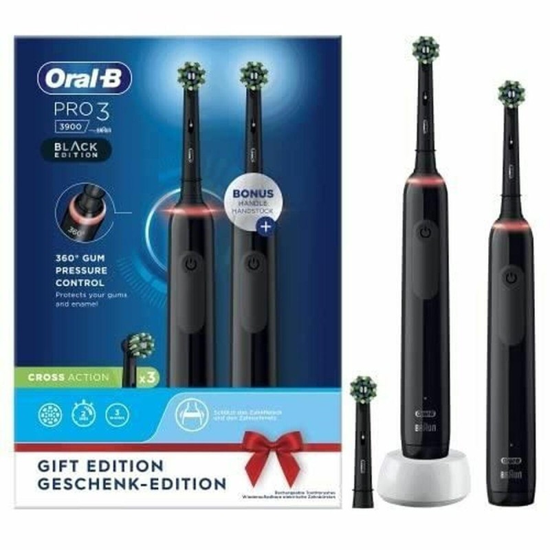 Oral-B Pro 3 3900 Elektrische Zahnb&uuml;rste inkl. 2 Handst&uuml;ck Black 76