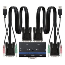 Nanocable KVM Switch VGA USB 1u-2PC+Cable