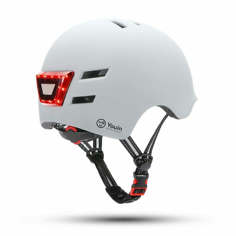 YOUIN Casco con LED frontal/trasero BLANCO talla M